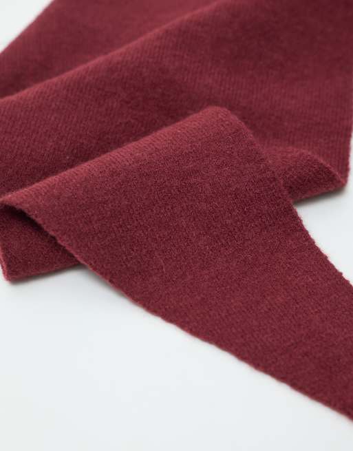 My Accessories knitted triangle scarf in burgundy red, 2 of 5