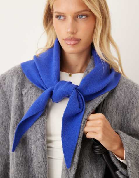 My Accessories knitted triangle scarf in cobalt blue - view 1