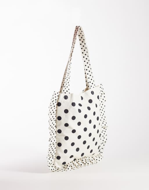 My Accessories – Kremowa torba typu tote w groszki, 4 z 4