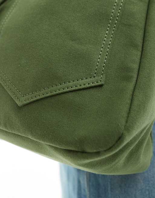 My Accessories – Kuriertasche zum Umhängen aus Canvas in Khaki, 2 von 4