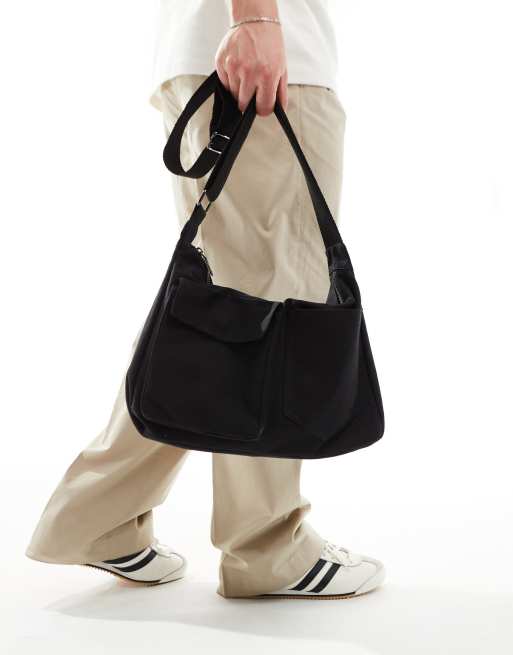 My Accessories – Kuriertasche zum Umhängen aus Canvas in Schwarz, 3 von 4