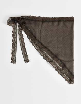 My Accessories Lace Polka Dot Belt Scarf In Brown