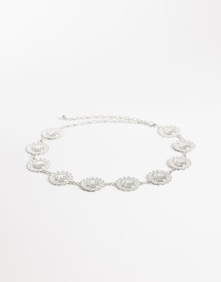 My Accessories Curve Large Coin Chain Belt In Burgundy