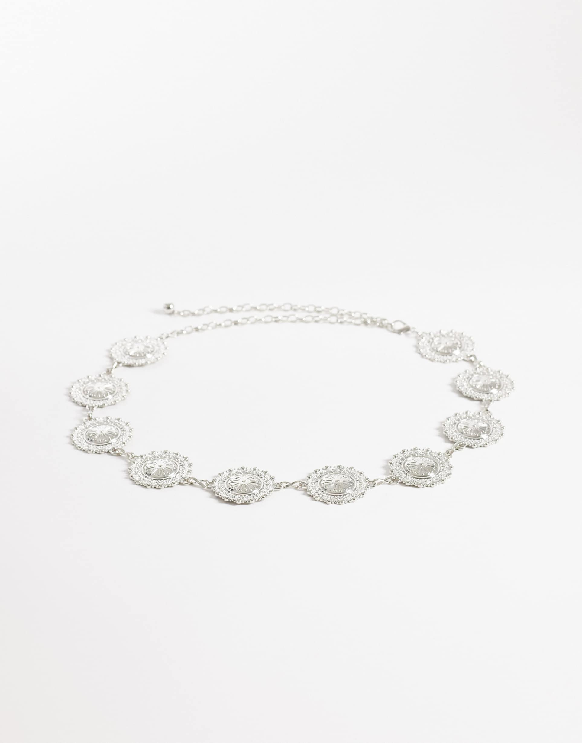 my accessories large coin chain belt in silver