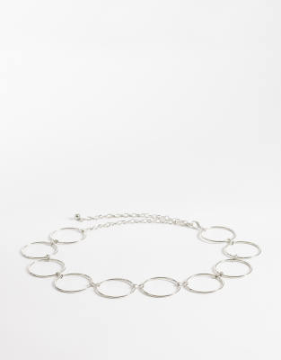 My Accessories Large Rings Chain Belt In Gray