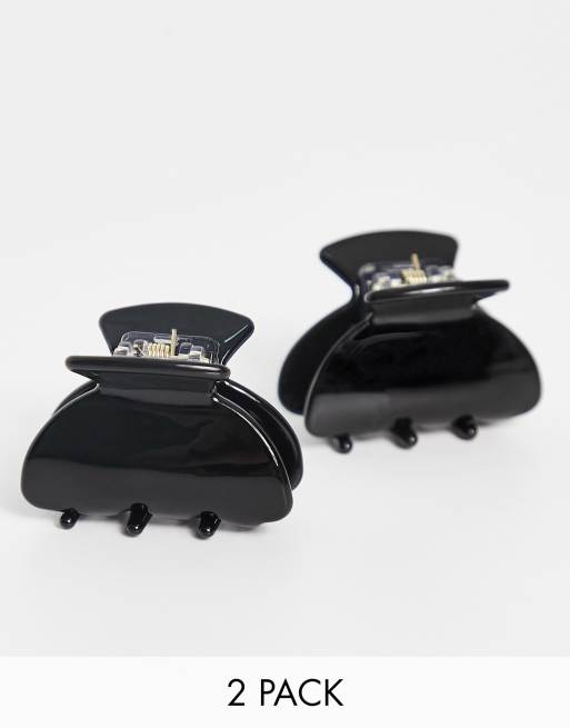 My Accessories London – 2 Harz-Haarklammern im Multipack in Schwarz