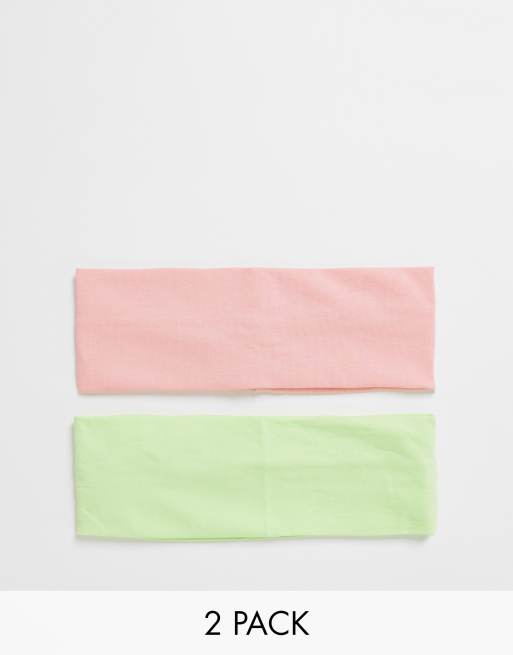 My Accessories London – 2er-Pack Jersey-Haarbänder in verschiedenen Pastellfarben