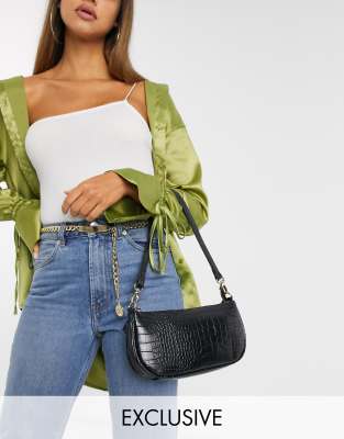 croc effect 90s shoulder bag