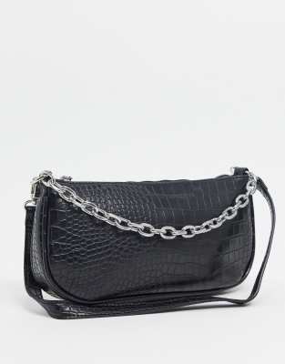 black shoulder bag silver chain