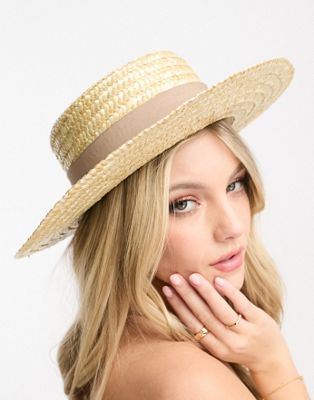 My Accessories London adjustable straw boater hat in natural