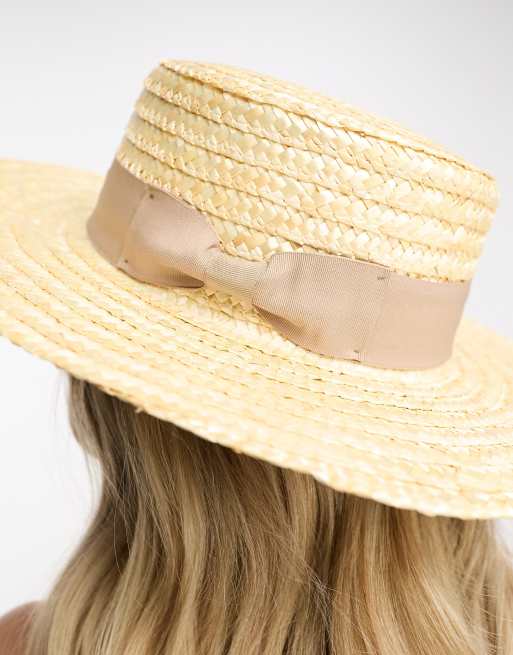 My Accessories London adjustable straw boater hat in natural