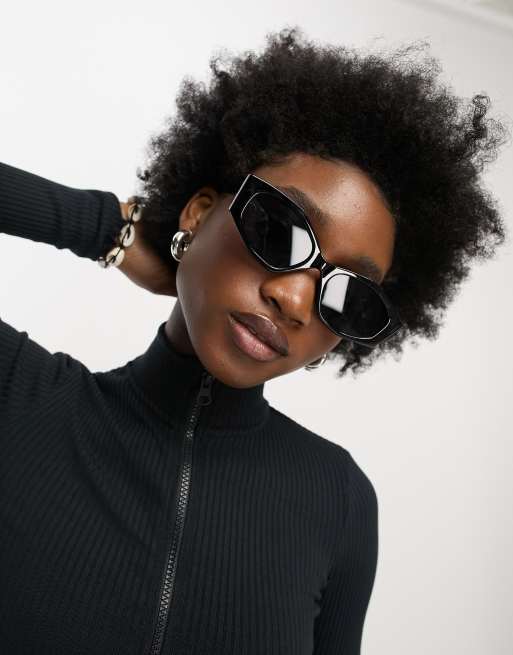 My Accessories London Sporty Cateye Sunglasses in Black