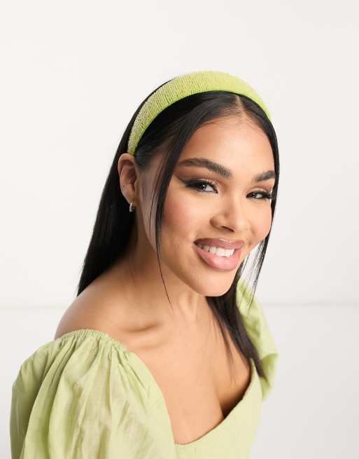 My Accessories London beaded headband in lime green