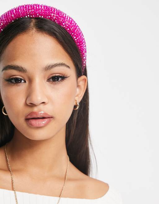 My Accessories London beaded headband in pink  ASOS