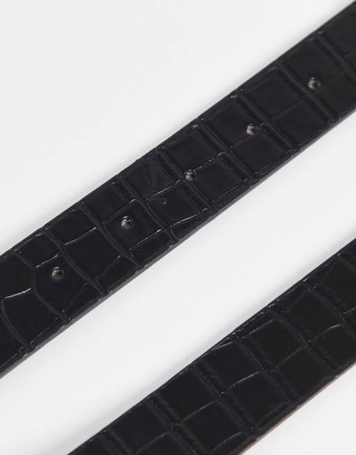 My Accessories London belt in black with statement gold vintage hardware buckle, 4 of 4