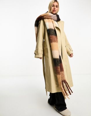 My Accessories London blanket scarf in brown check