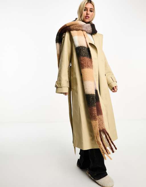 My Accessories London blanket scarf in brown plaid 