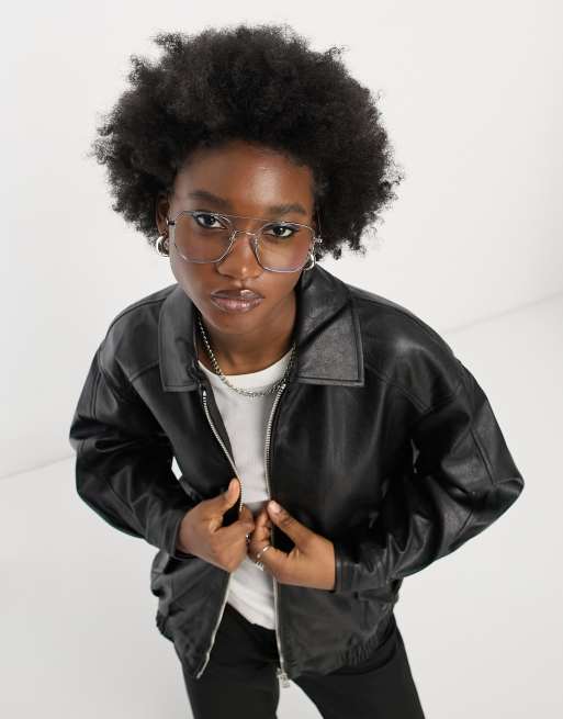 My Accessories London blue light oversized glasses in silver metal, 3 of 4