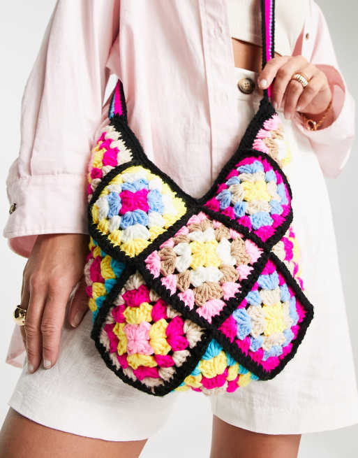 My Accessories London Borsa a tracolla all uncinetto multicolore