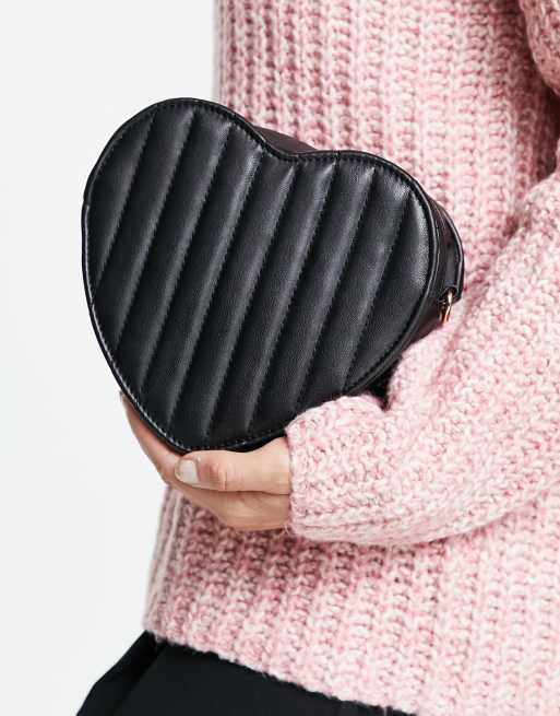 My Accessories London - Borsa a tracolla imbottita nera a forma di cuore, 2 di 4