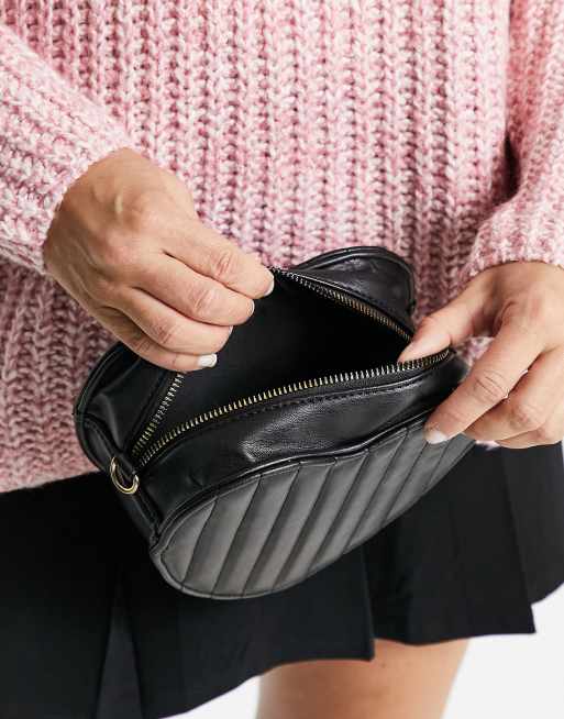 My Accessories London - Borsa a tracolla imbottita nera a forma di cuore, 3 di 4
