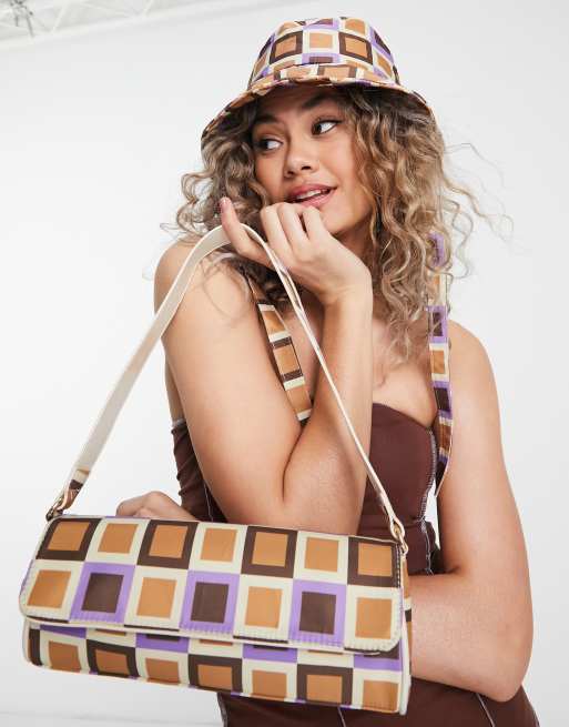 My Accessories London - Borsa da spalla con stampa geometrica anni '70 in coordinato