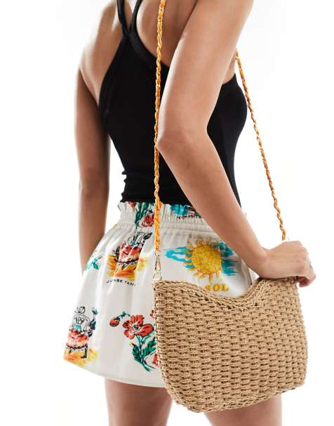 My Accessories London - Borsa lavorata all'uncinetto colore naturale con tracolla a catena - view 1