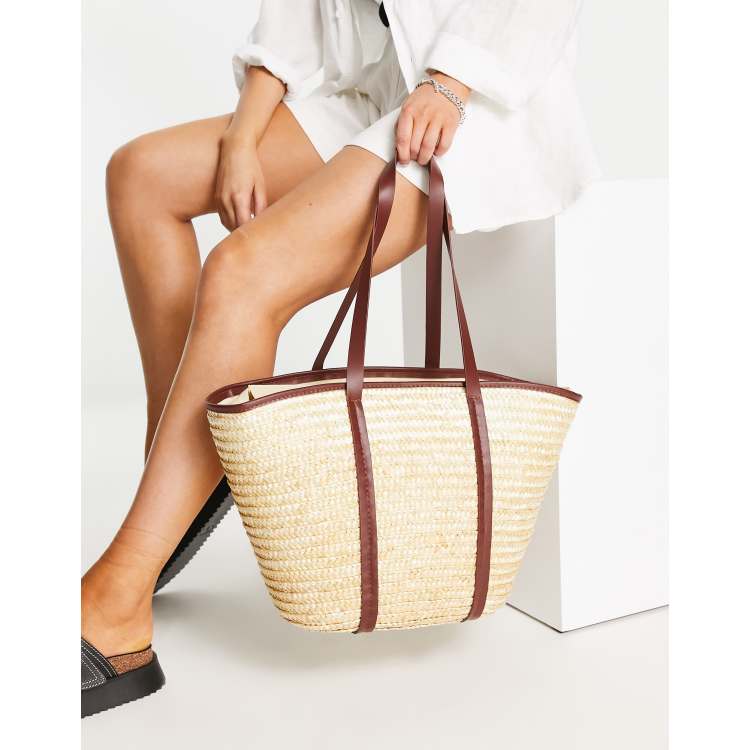 My Accessories London Borsa shopping da mare in paglia con