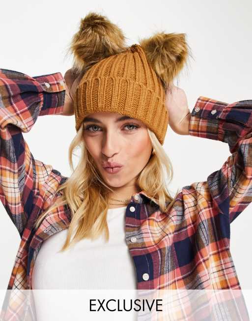 My Accessories London - Brun hue med to kvaster - Kun hos ASOS
