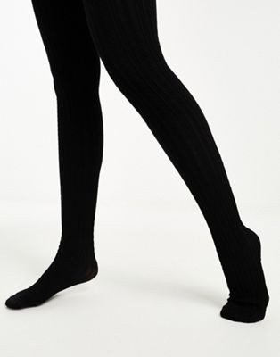 My Accessories London Cable Knit Tights In Black