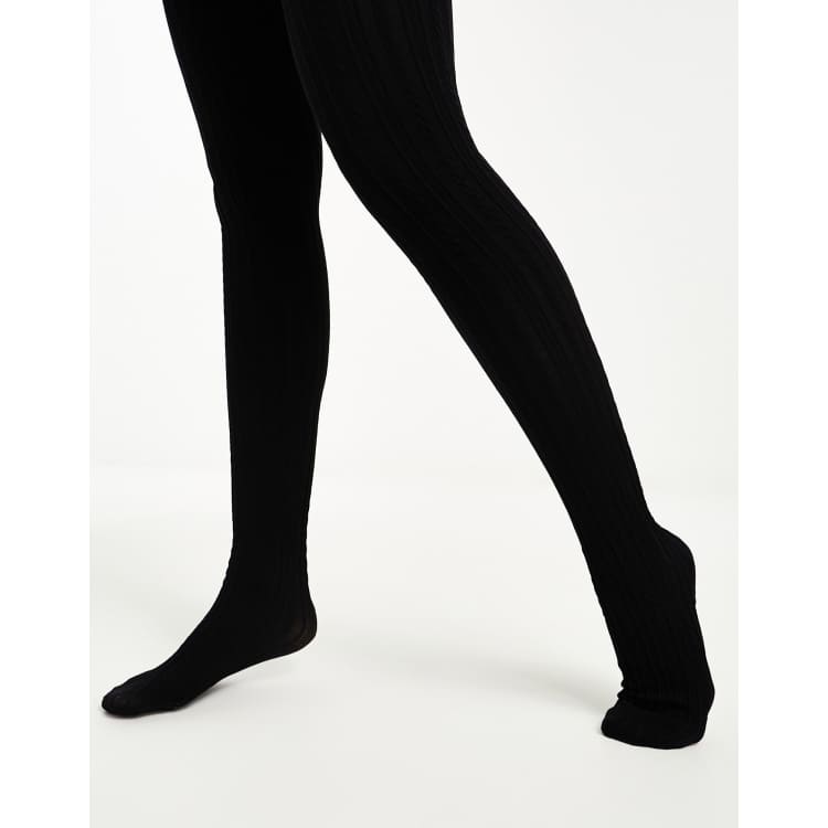 My Accessories London cable knit tights in black