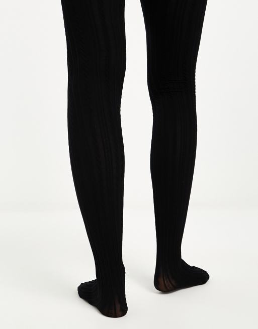My Accessories London cable knit tights in black, 2 of 4