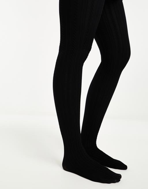 Buy Plain Knitted Tights For Girls - Black at