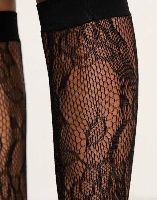 My Accessories London Calze nere in pizzo a fiori ASOS
