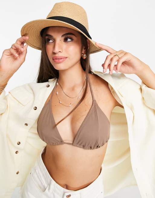 My Accessories London - Cappello fedora in paglia in tinta naturale