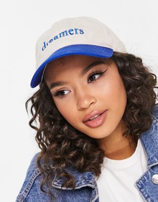 My Accessories London cap in colour block with 'dreamers' slogan - ASOS Price Checker