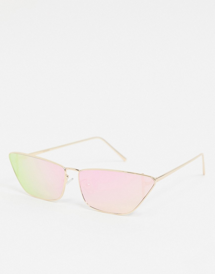 My Accessories London cat eye sunglasses with rose gold mirrored lens-Silver