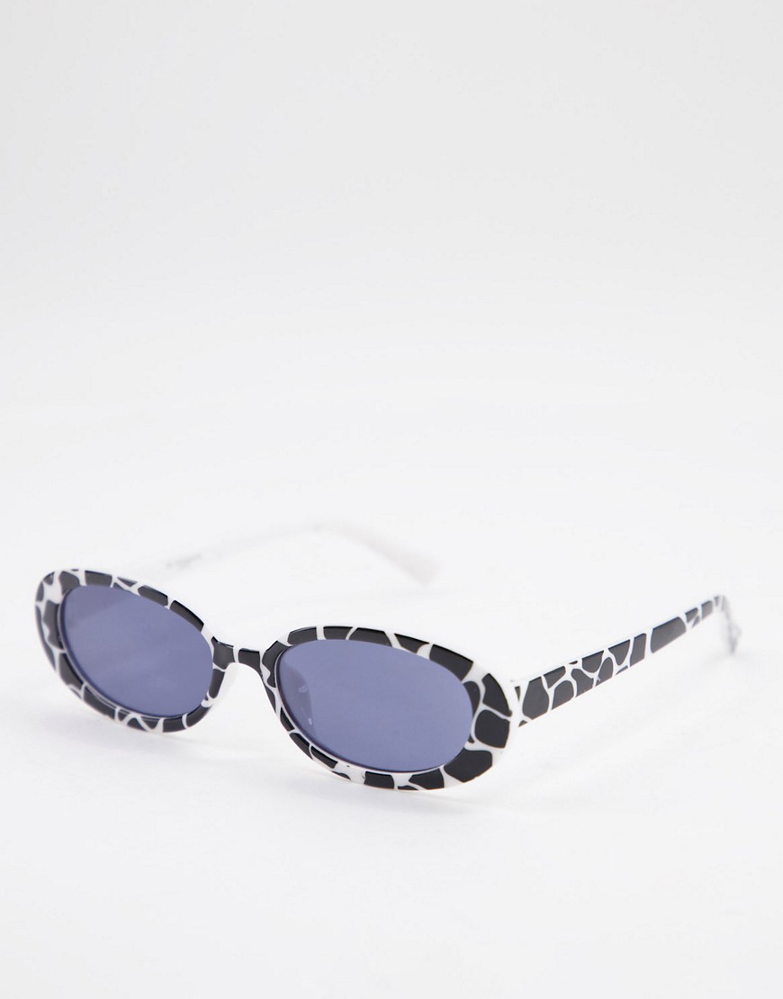 My Accessories London - Cat eye zonnebril met koeienprint-Meerkleurig
