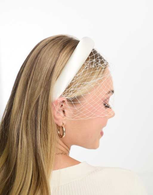My Accessories London - Cerchietto color crema con veletta, 2 di 4
