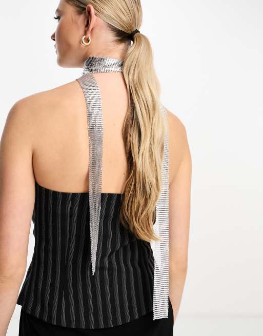 My Accessories London chainmail skinny scarf in silver | ASOS