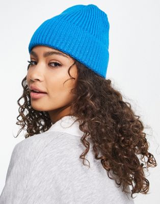My Accessories London chunky ribbed beanie in bright blue