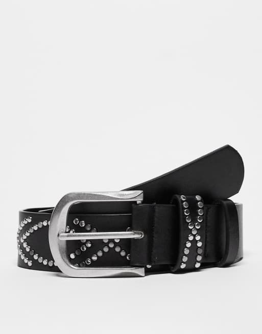 My Accessories London - Cintura nera con borchie
