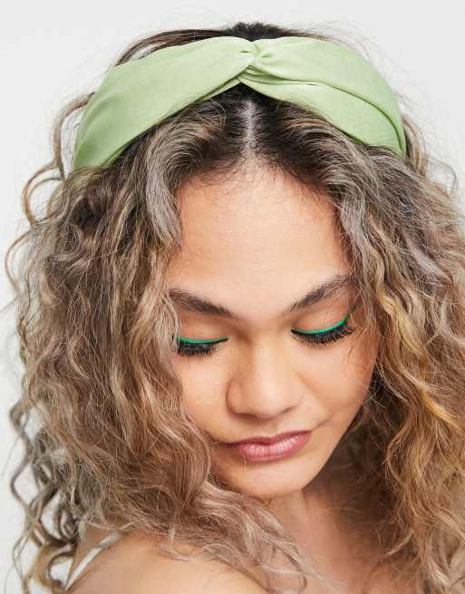 My Accessories London co-ord wide knotted headband in washed sage, 2 of 4