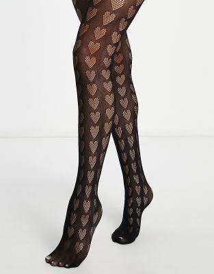 ASOS DESIGN Curve - Collants 30 Deniers Motif Cœurs Et Pois - Noir | ASOS
