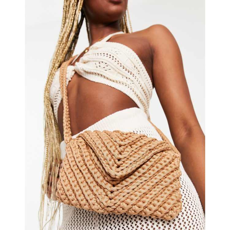 My Accessories London crochet crossbody bag in beige | ASOS