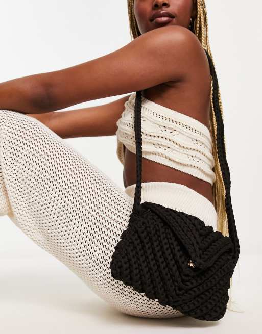 My Accessories London crochet crossbody bag in black, 2 of 4