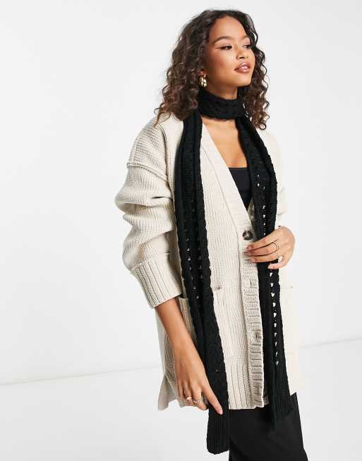 My Accessories London crochet open knit skinny scarf in black | ASOS 