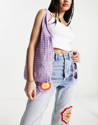 My Accessories London crochet tote bag in lilac - ASOS Price Checker