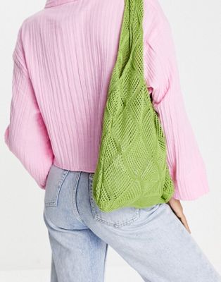 My Accessories London crochet tote bag in lime green | ASOS