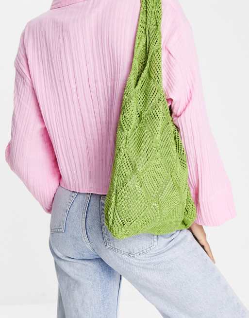 My Accessories London crochet tote bag in lime green ASOS